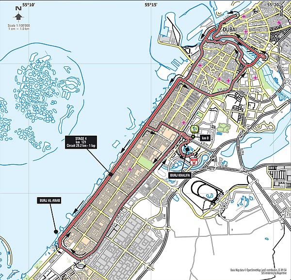 Route map Dubai cycle tour race 2014 stage 4 fourth day