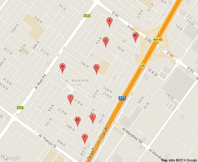 Location map of nurseries in Al Manara community, Dubai