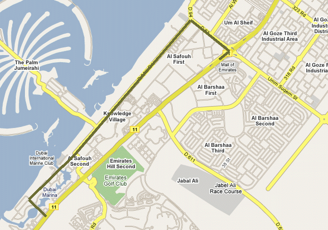 Al Sufouh tram approximate route map